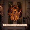 Dekorativní věnec na krb Rustikální Halloween Duch Přední dveře, Statek Juta Závěsný na dveře s Javorovými listy, Slunečnice Veranda Stěna Vnitřní