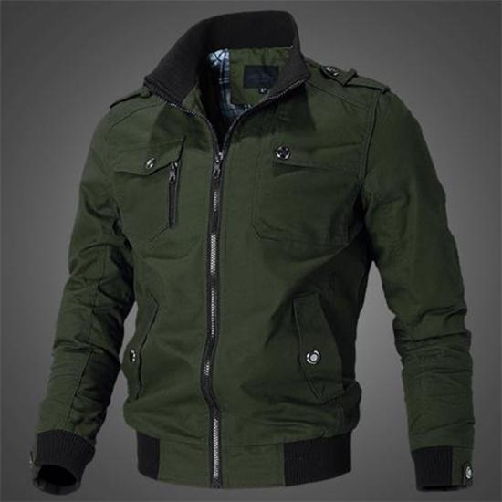 Herrenjacke Lässig Mode Außenjacke Herrenjacke Herren Frühling Herbst Neu Stehkragen Schlank Militär Bomberjacke Herren