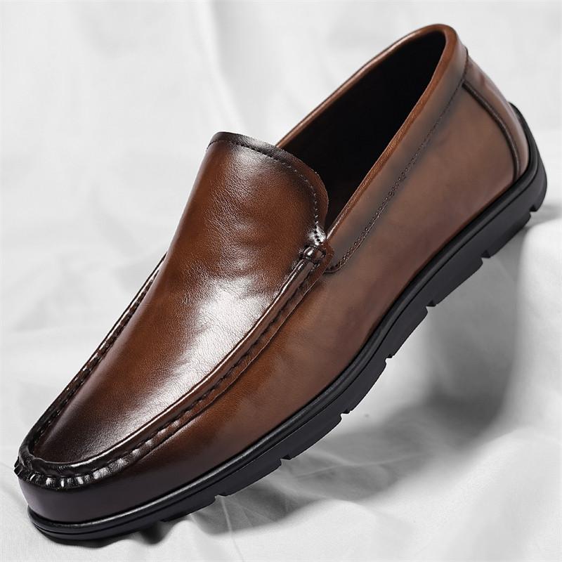 Fashion Men's Casual Business Shoes Leather Slip on Luxury Brand Loafers Men Handmade Man Moccasins Italian 2025 new Male Walking Shoes