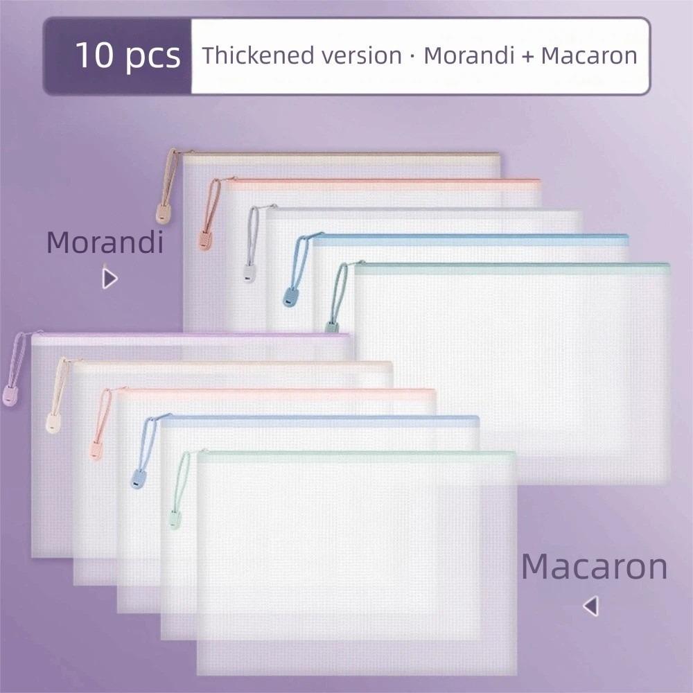 Clear Mesh Zipper Bags Waterproof File Pouch Essential Document Storage Bag Homework
