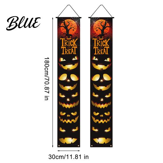 Durable Fabric Banner Halloween Porch Sign Banner Pumpkin Ghost Party Awning Hanging Wall Festive Home Decor Door Decoration Front Wreath Yard