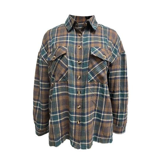 Camisa de Mujer Solapa Manga Larga Bolsillos con Solapa Camisa Casual Monopecho Estilo para Ir al Trabajo Camisa Holgada Abrigo para Uso Diario