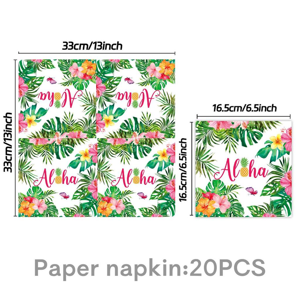 Hawaii Flamingo Summer Party Paper Tableware Set: Plates, Cups, Napkins, Tablecloth, Cutlery