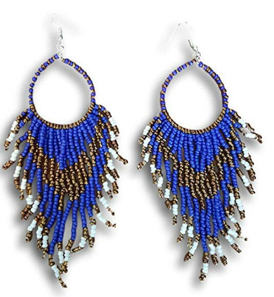 Bohemian Tassel Pendant Earrings with Beads