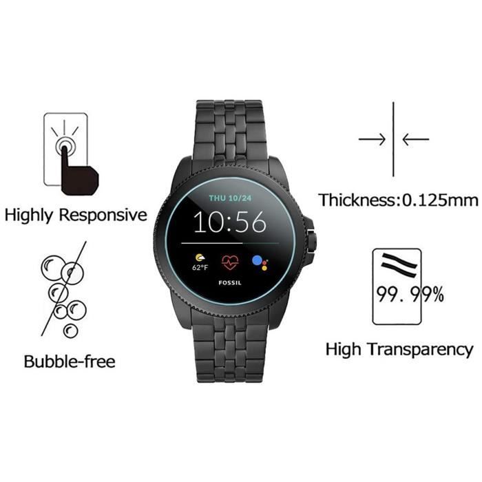 Verre Trempé pour Fossil Gen 5E 42mm 44mm [Lot de 2] Film Protection Ecran Montre Anti Rayure Phonillico®