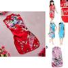 Elegant Children Girls Chinese Cheongsam Dress With Floral Peacock Pattern Sleeveless Summer Wear