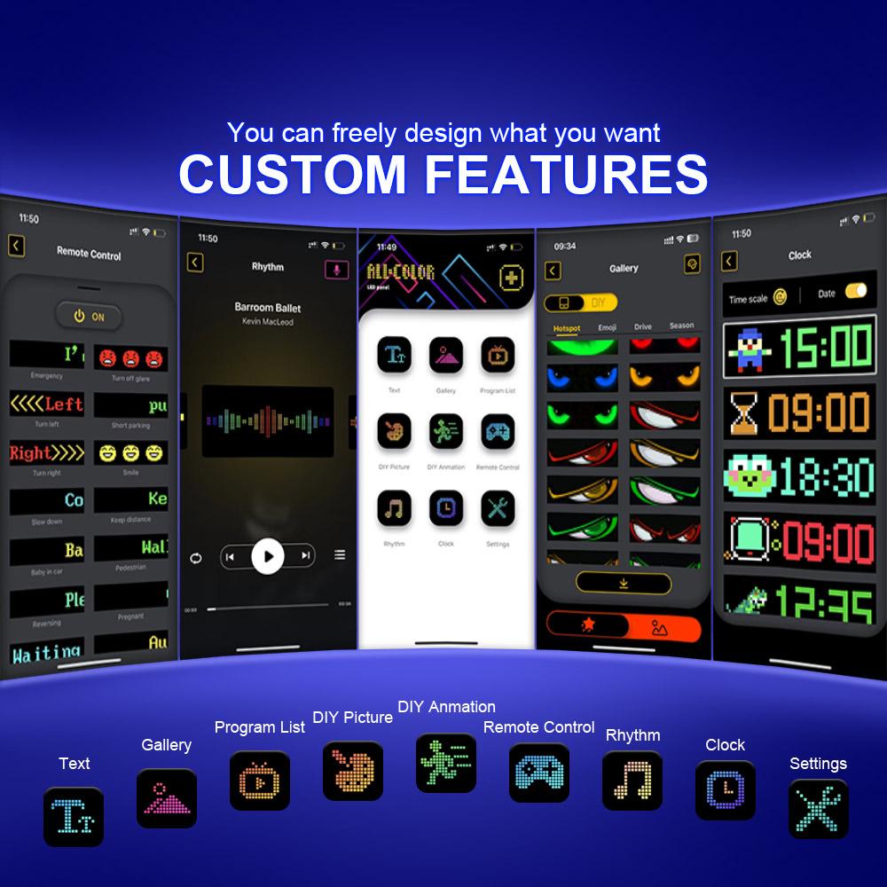 2 In 1 LED Matrix Pixel Panel Programmable Flexible LED Display Scrolling Bright Advertising LED Signs USB 5V LED Bluetooth App