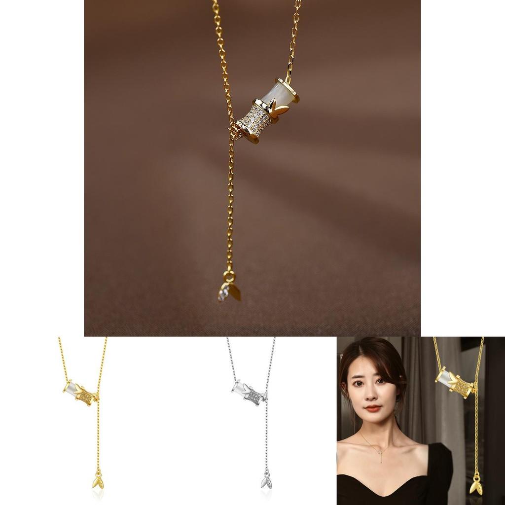 Elegant Bamboo Style Cat Eye Stone Necklace Stylish Korean Design For Women 2022