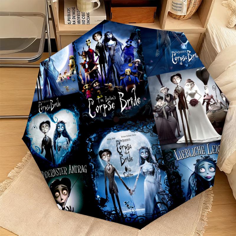 1PC Corpse Bride Moonlit Romance Automatic Umbrella - Suitable Travel Outdoor Portable Umbrella Birthday Gift Daily Essentials