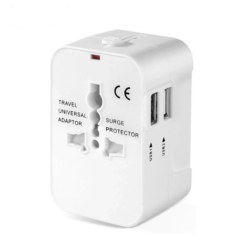 Universal Travel Ac Power Adapter With Dual Usb Ports Eu Us Uk Au Outlet Converter Socket Plug Global Conversion Charger