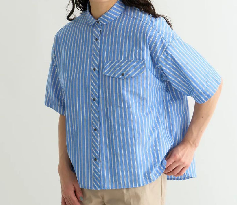 NANGA Spring Stripe Shirt WM Size BLU (Women's)