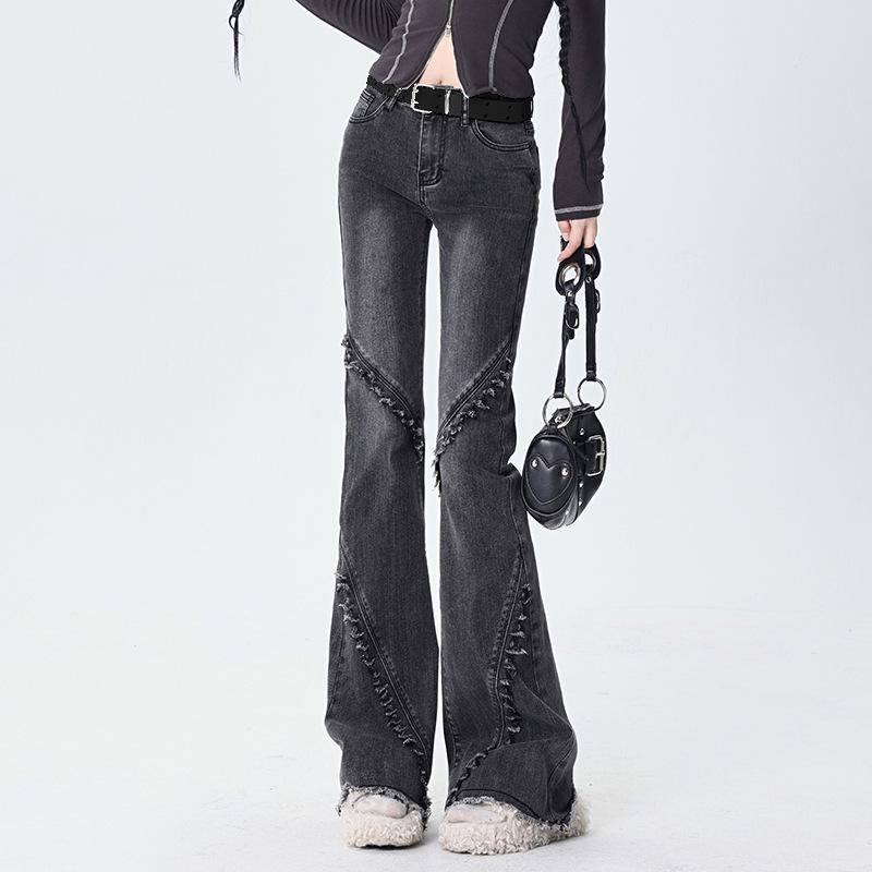 Women's High-Waisted Micro-Flare Jeans with Hong Kong Style - Slim Fit Stretch Flare Pants