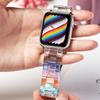 Compatible Apple Watch Transparent Rainbow Resin Strap for Series 5/6/7/8/SE.