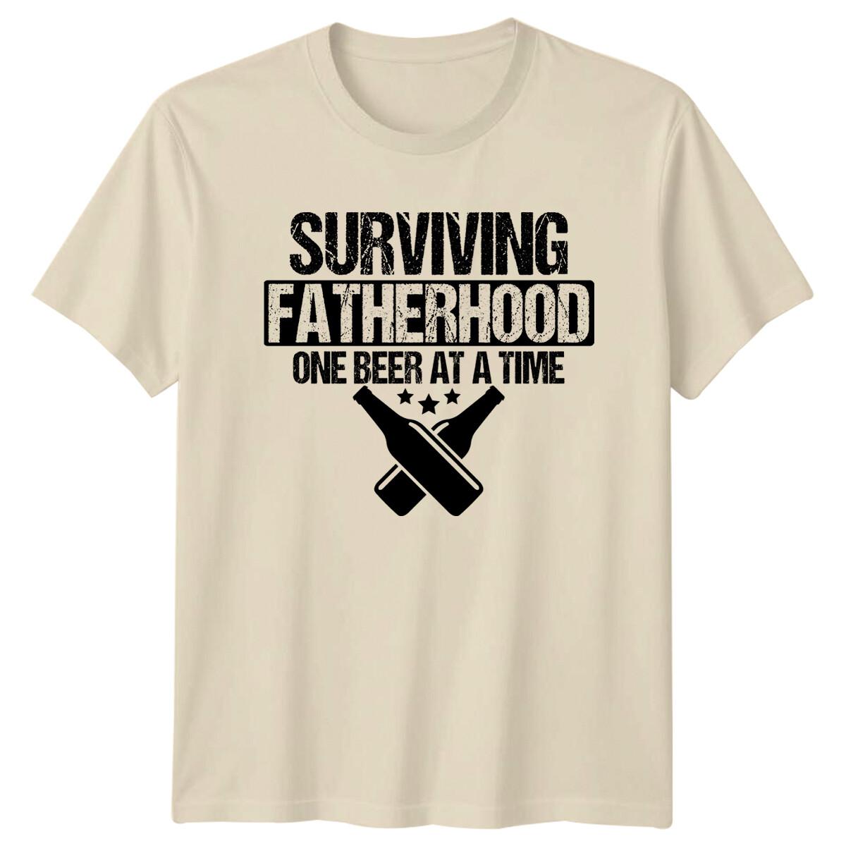 Surviving Fatherhood One Beer At A Time Funny Dad T-Shirt -b S