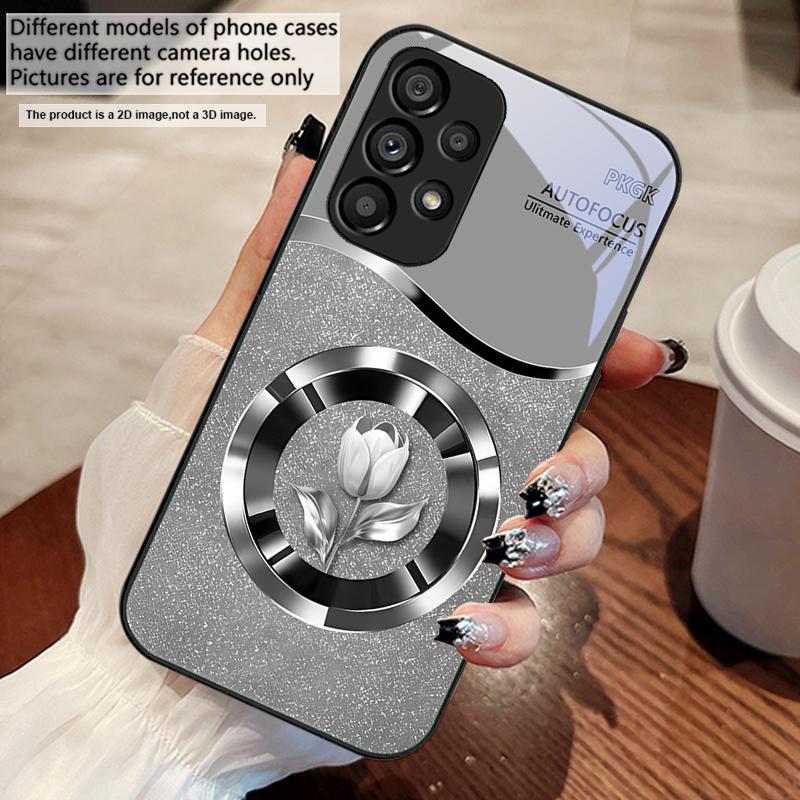 Złoty okrąg tulipan Dla Samsung S 25 S25 Edge S25Ultra S8 9 S10 20 U ltra S21 Pro S22 Plus S23 FE S24 Ultra Szklane Etui na Telefon
