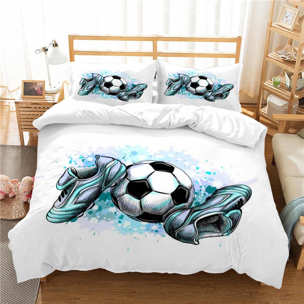 Bed Set Sports Style Duvet Cover Set Soccer Printed Quilt Cover Set Teens King Queen Size Bedding Fashion Cover Suit Luxury Bedding Cover
