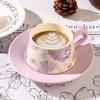 French Style Ceramic Coffee Mug and Saucer Set