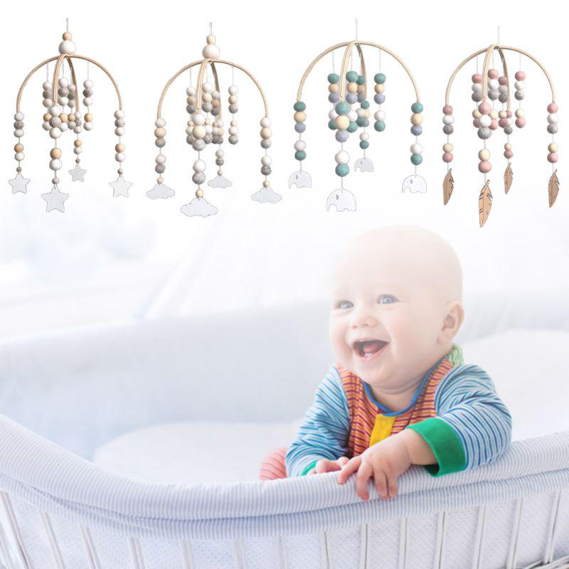 Buy Baby Wool Balls Wooden Beads Mobile Rattles Bed Bell Wind Chimes