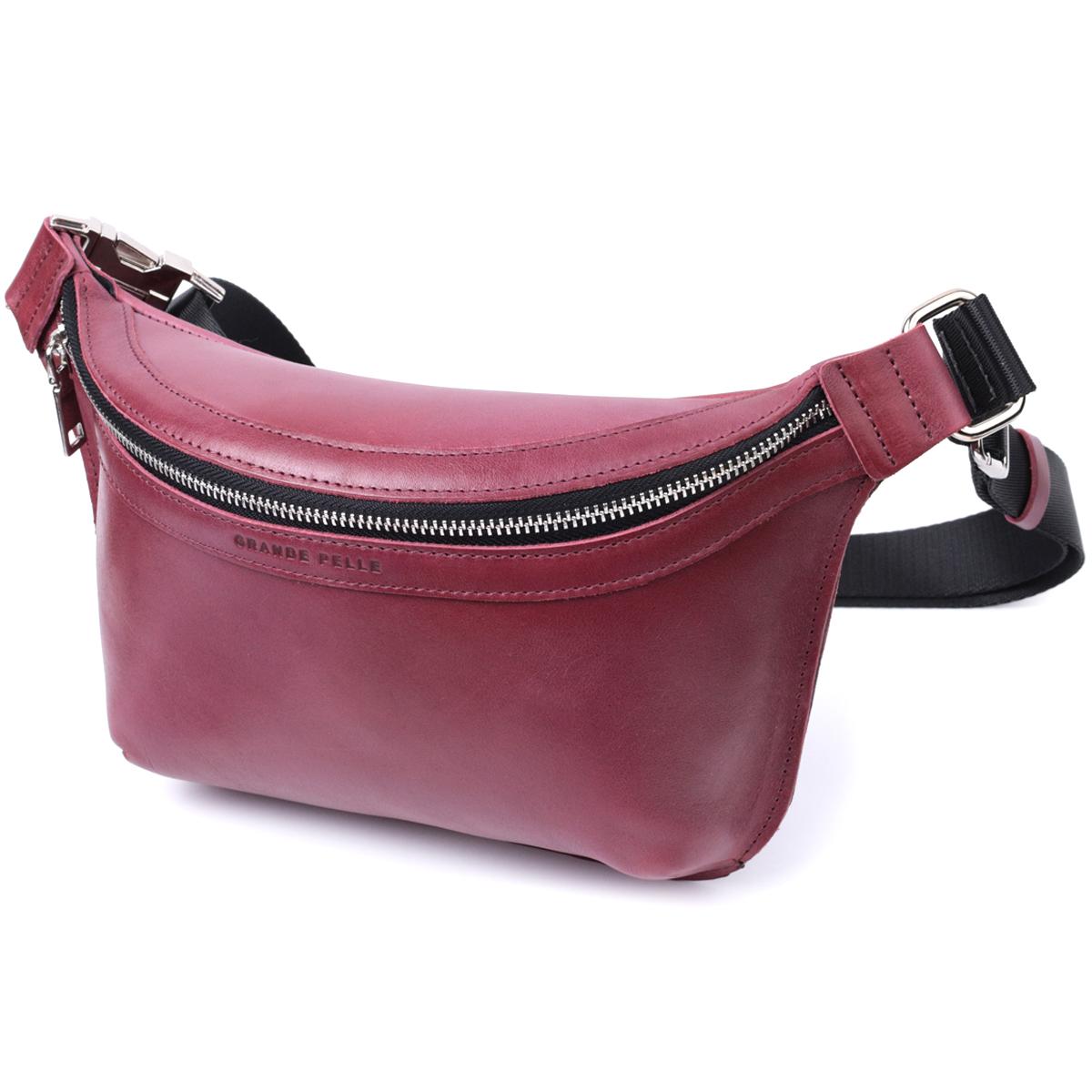 

Трендовая бананка для женщин из натуральной кожи GRANDE PELLE Bag 22815 Розовый