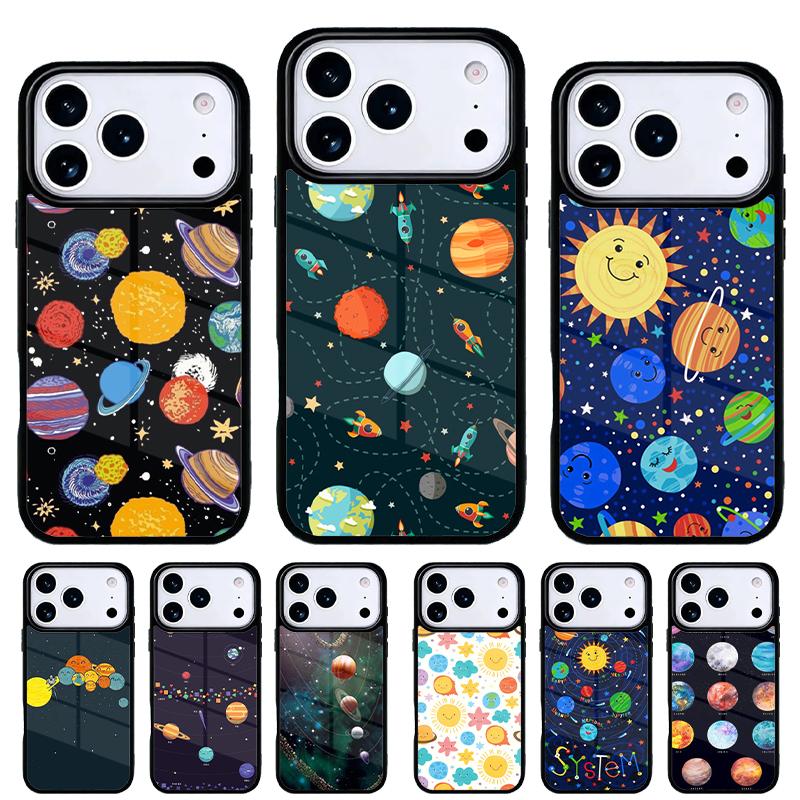 Solar System Planet Constellations Soft Phone Case for iPhone 17 Air 16e 15 14 13 Pro Max Back Cover for 12 11 Pro Coque