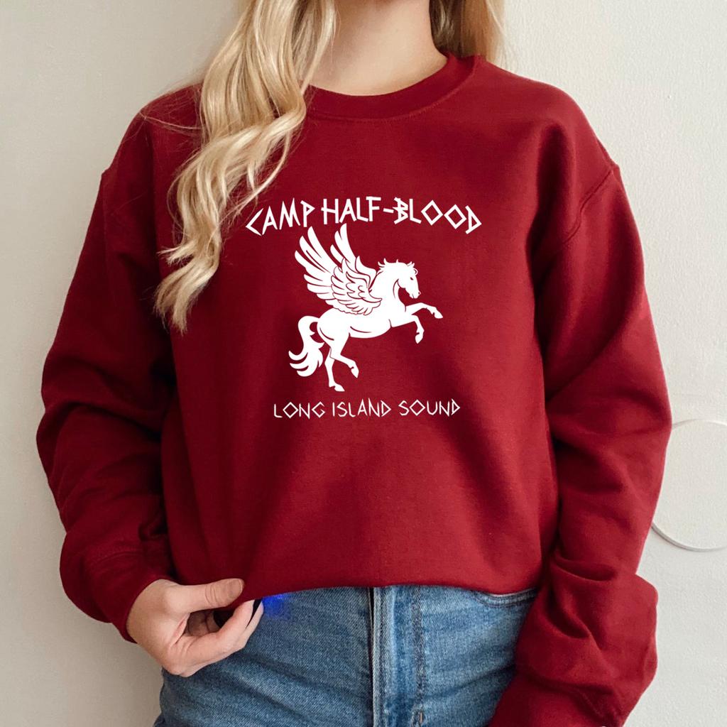Unisex Camp Half Blood Sweatshirt Percy Jackson Hoodies Long Island Sound Olympian SPQR Pullover Vintage Unisex Sweatshirts Streetwear