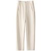 Women's Off-White Cashmere Blend Harem Pants - High-End, Thickened, Straight-Leg for Autumn/Winter 2024.