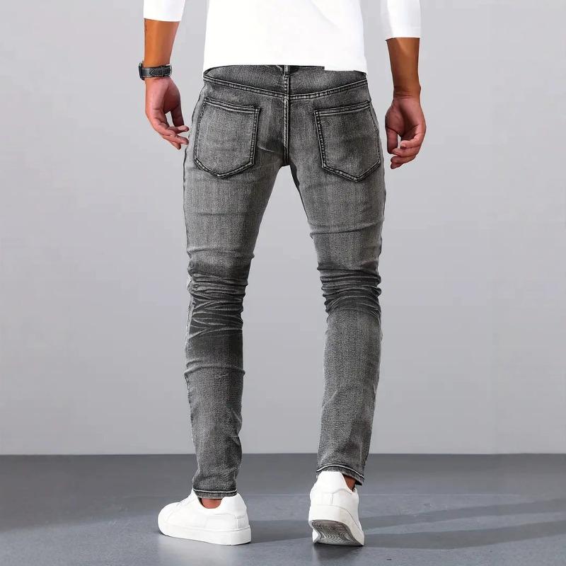 Men's Skinny Fit Gray Stretch Denim Jeans Long Pants Casual Pants Casual Everyday Outfit