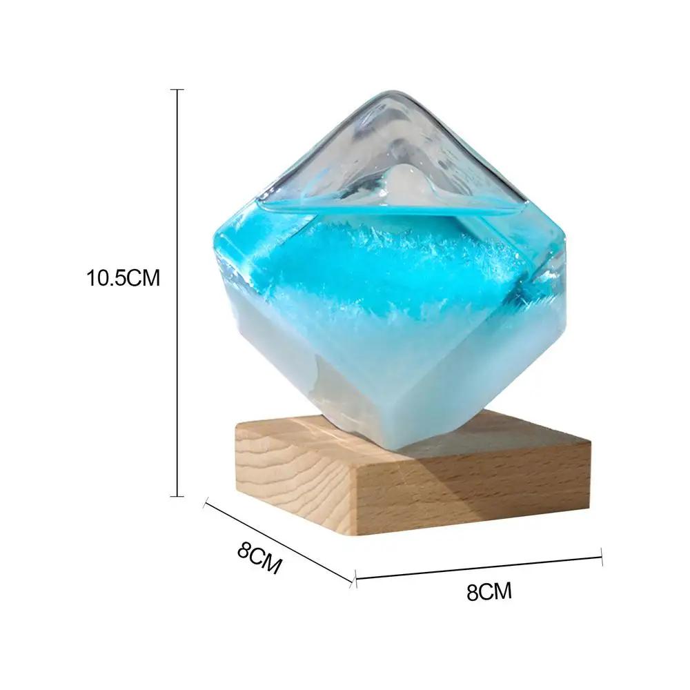 Weather Forecast Storm Glass Water Cube Barometer Desktop Transparent Crystal Bottle Birthday Gift Creative Table Decoration синий