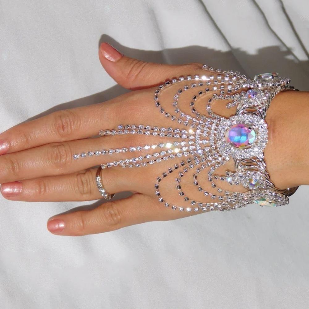 Zinc Zinc Alloy Crystal Tassel Arm Chain Adjustable Oval Upper Arm Bangle  Arm Accessories