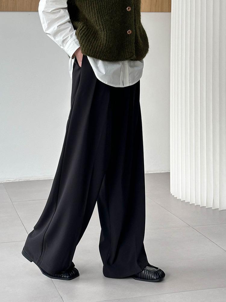 Modische plissierte Hose mit weitem Bein für Damen, hohe Taille, gerade, locker, Anzughose, weiblich, Frühling 2026