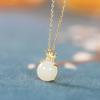 Lanț claviculă argint S925 pentru femei, pandantiv diamant strălucitor jad Hetian, colier coroană, pandantiv simplu încrustat cu bijuterii din argint sterling