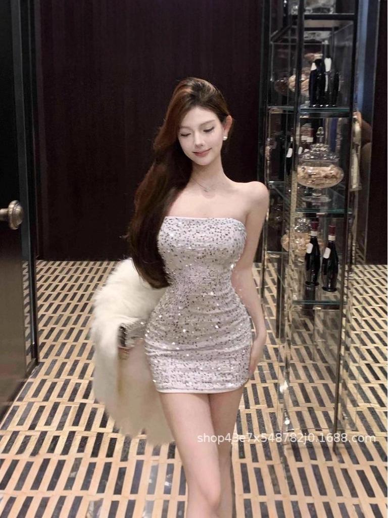 2025 Sequin Strapless Mini Dress - Fashionable & Sexy European-American Style