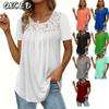 Women's Fashion Casual Solid Color Print O-Neck Short Sleeve Blouses & Shirts