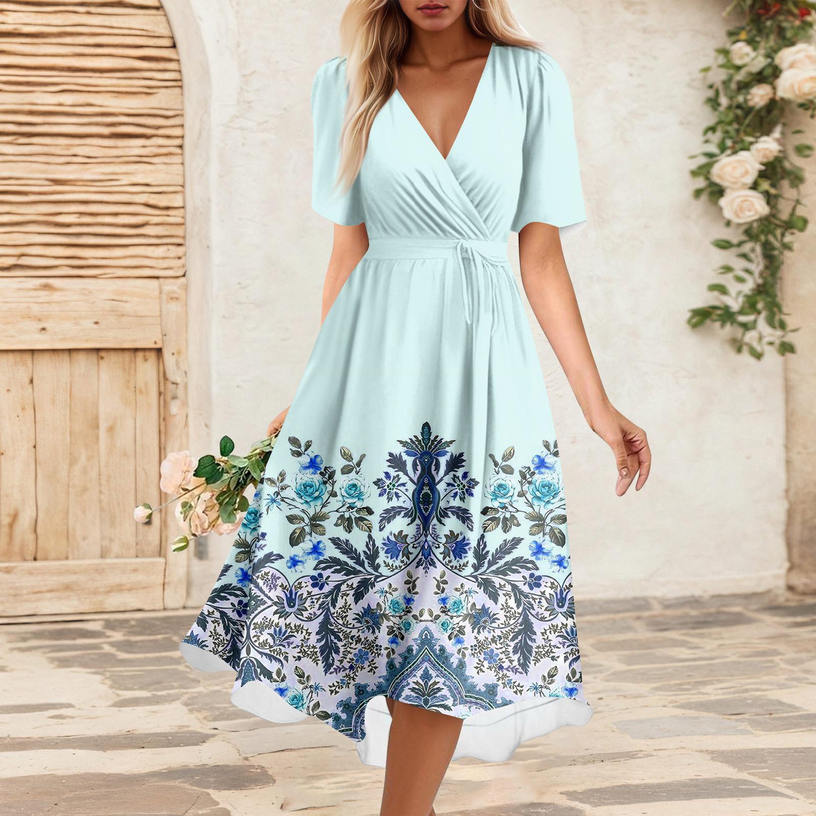 

Женское летнее платье, свободное платье-сарафан без рукавов с V-образным вырезом и карманами S