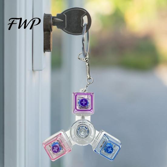 Clicky Mechanical Keyboard Toy LED Light-up Fidget Spinner Decompression Button Finger Clicker Glowing 2/3/4/5/6-Keys Keychain Stress Relief Desk