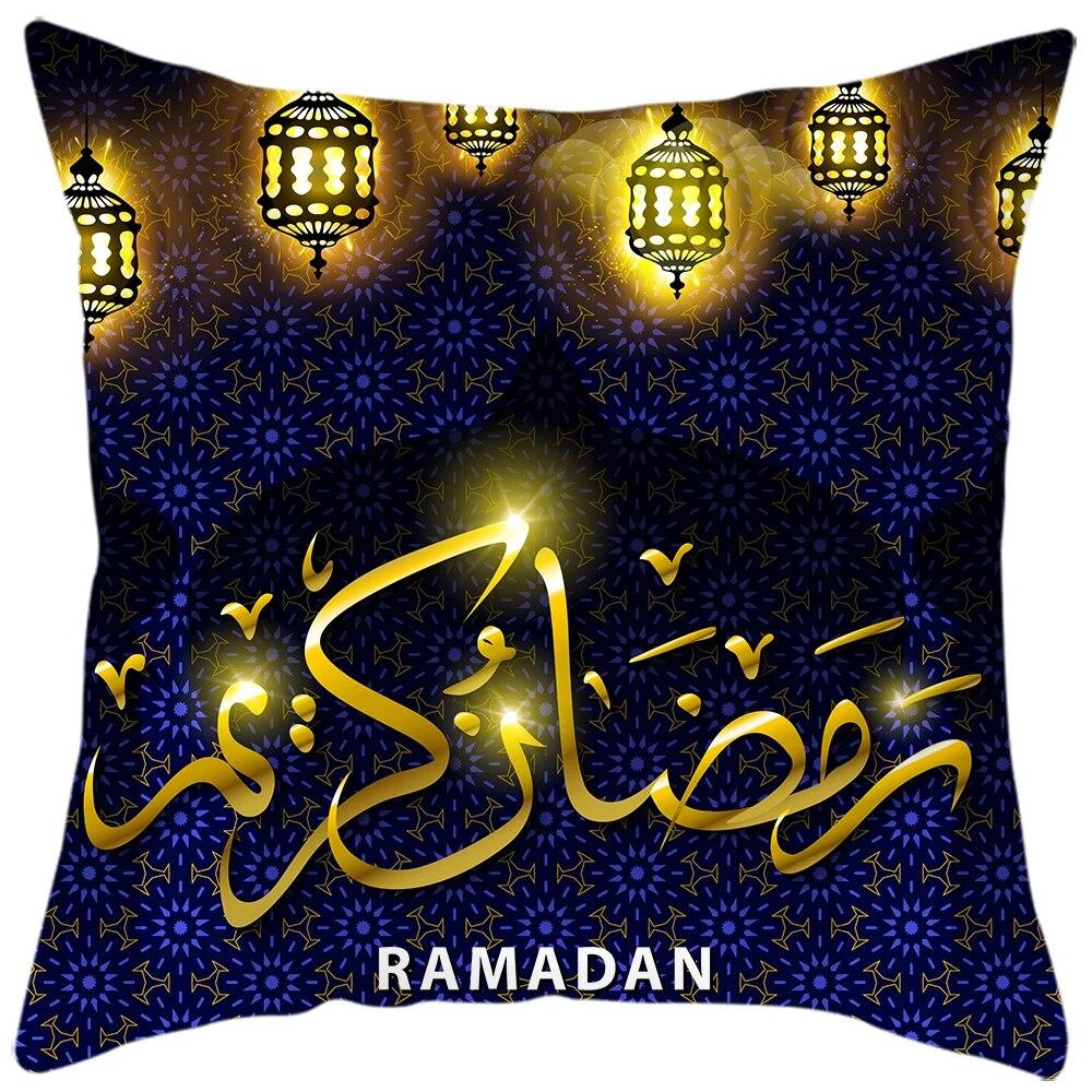 2024 New Eid al-Fitr Pillowcase Ramadan Arabic Calligraphy Pillowcase Islamic Mosque Muslim Home Decoration Cushion Cover