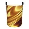 Golden Fabric Geometric Wave Pattern Dirty Laundry Baskets Foldable Large Waterproof Clothes Storage Basket For Home Kids