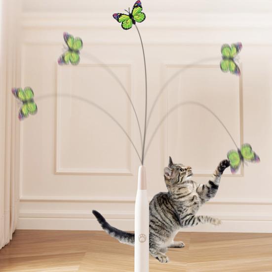 Flying Butterfly Cat Toy Interactive Electric Cat Toy Automatic Cat Teaser with Rotating Suction Cup Base for Indoor Cats Fun And Exercise