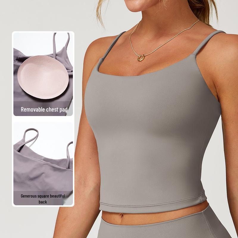 Brushed Yoga Tank Top with Hollow Back & Double Straps - Women's Sports & Fitness Vest 3063