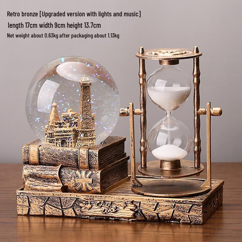 Eiffelturm Kristallkugel Sanduhr - Leuchtendes Studentengeschenk, Harz Desktop-Ornament