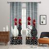 2PCS Digital Print Curtains, Polka Dot Rooster, Farmhouse Country