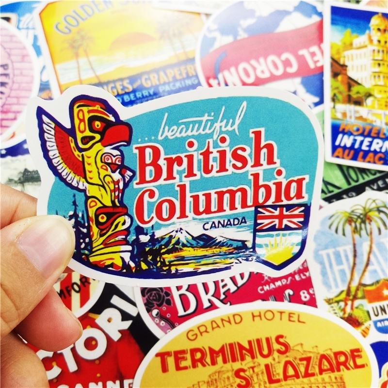 55pcs/lot Vintage Old Fashioned Style Luggage Suitcase Travel Stickers Gifts Hot