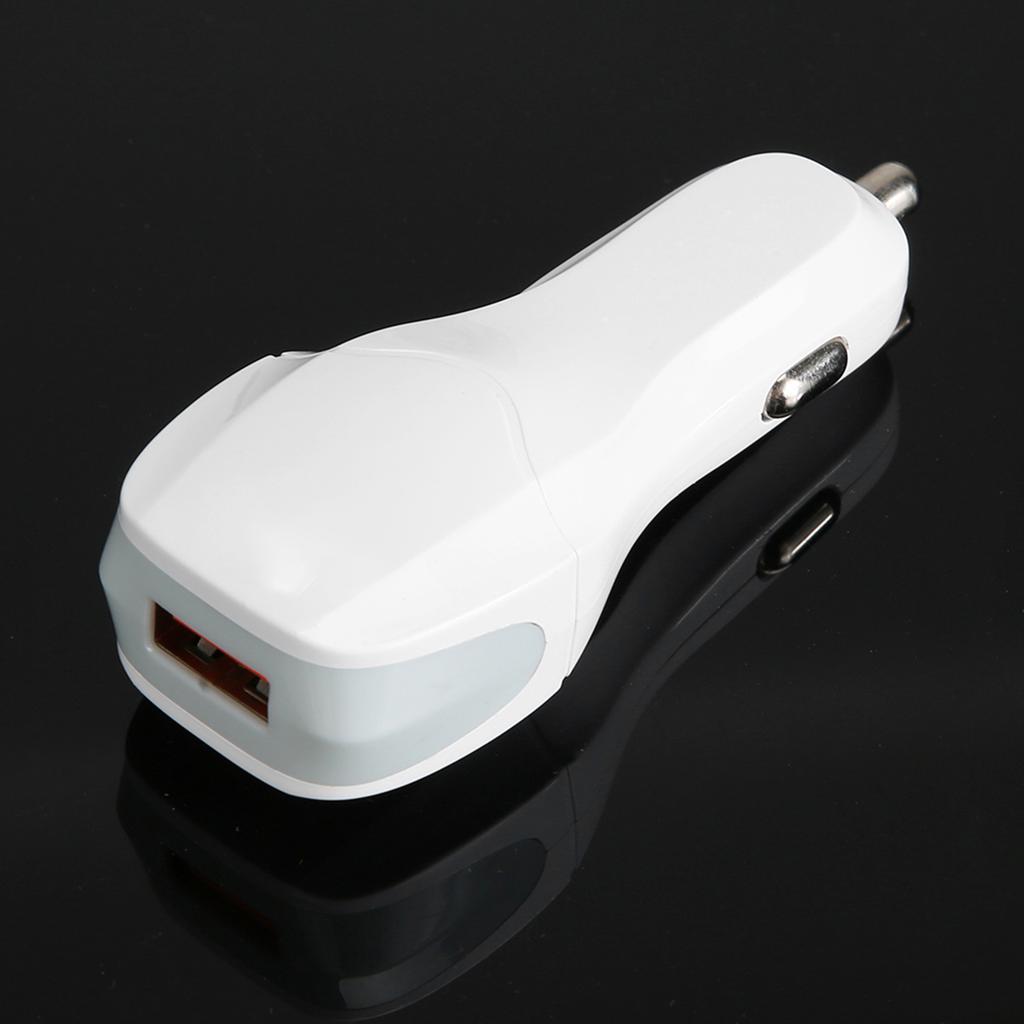 12 24V Portable 3.0 USB Fast Car Charger for Phone Camera Tablet Practical Auto AccessoryWhite