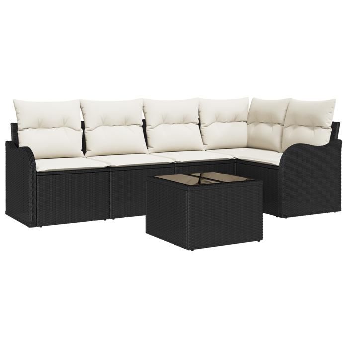 Ensemble de canapé de jardin 5 pièces avec coussins en poly rotin marron, Canapé de jardin 2 places avec coussins en poly 3345707