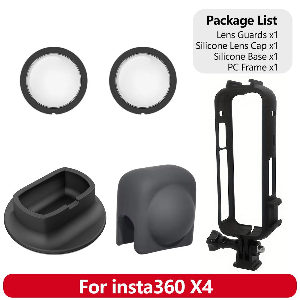 Accessories for Insta360 X4 Silicone Case Lens Cap Frame Mount Lanyard Pouch Holder Screen Protectors Action Camera Parts Bundle