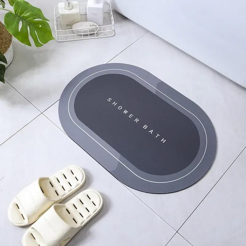 Absorbent Bathroom Bath Mat Anti-slip Shower Rug Quick Drying Bath Mats Kitchen Entrance Doormats Home Floormat Bathtub Carpet