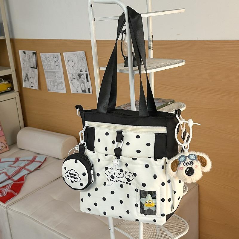 School bag women's new college style Japanese fresh cartoon polka dot backpack junior high school students lightweight travel backpack