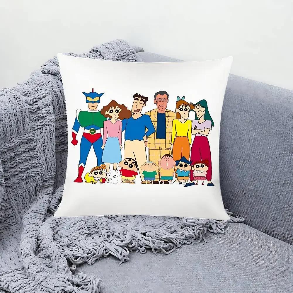 C-Crayron S-Shin-Chan Pillow Case Cushion Cover Soft Cute Throw Pillow Case For Car Sofa Pillowcase Polyester With Zipper