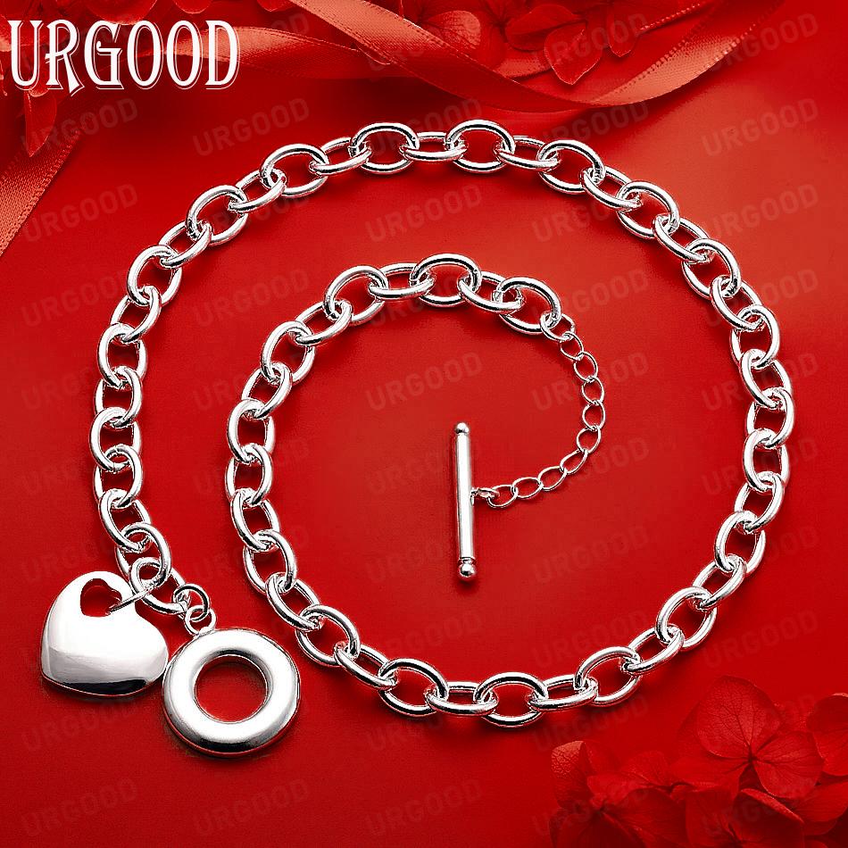 925 Sterling Silver Simple Love Necklace - Banquet Gift Jewelry 45CM