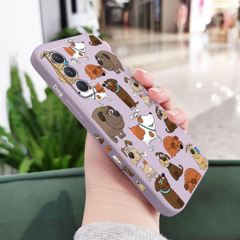 Cute Dog Pack Phone Case For Samsung Galaxy A37 A57 Liquid Silicone Cover Samsung A37 светло-фиолетовый